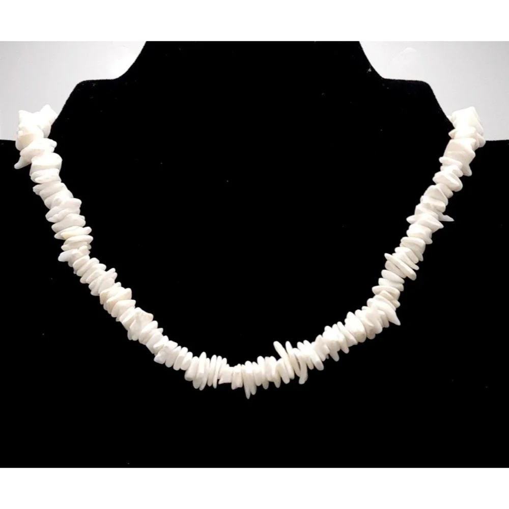 Vintage Puka Shell Necklace‎ 17in Coastal Boho